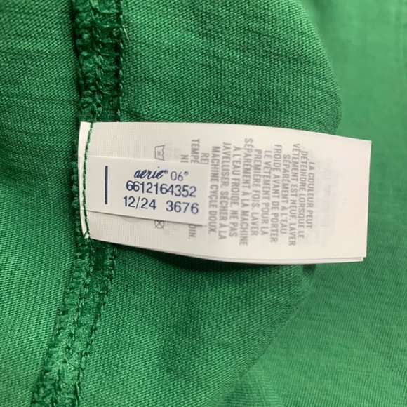 NWT Aerie Oversized V-Neck Boyfriend T-Shirt Size Large Green Dark Algae 3676 - Picture 10 of 12